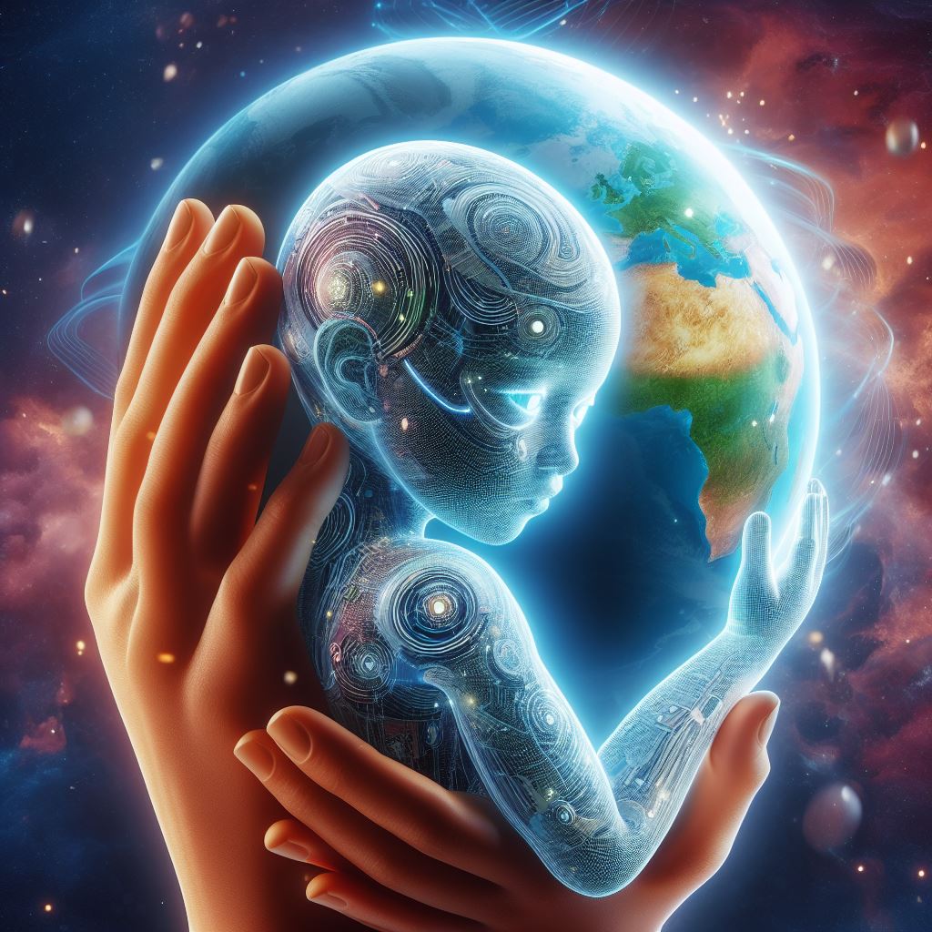 dalle-e%203%3A%20%22compassionate%20and%20empathic%20artificial%20intelligence%20taking%20a%20form%20of%20a%20human%20child%20protected%20by%20mother%20earth%22